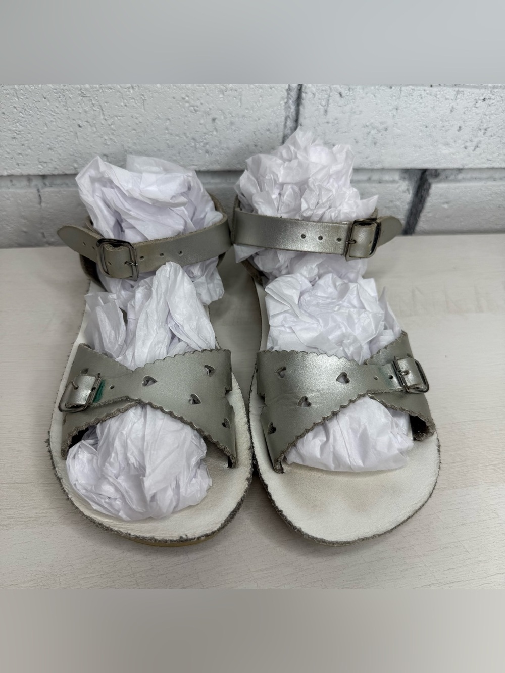 Sun-San Saltwater Sandals Sweetheart Silver Size 1